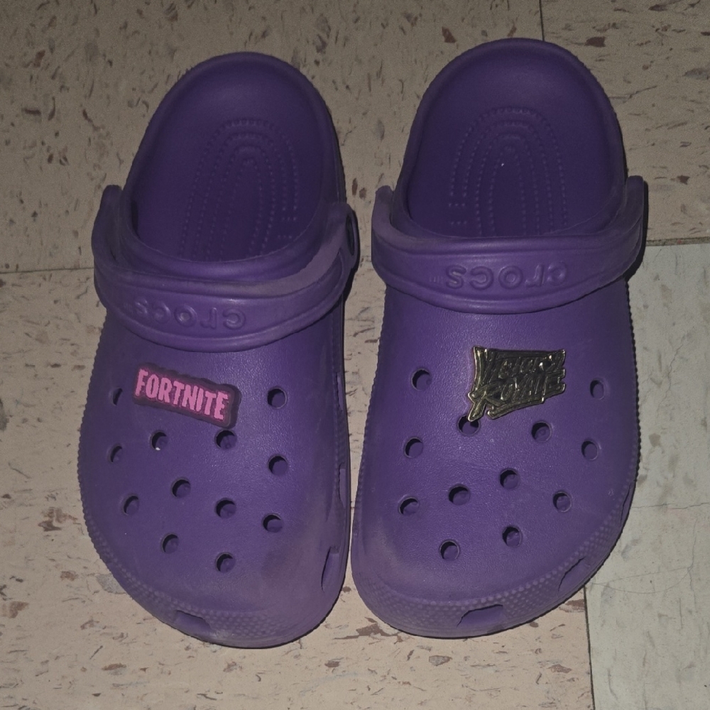 CROCS Purple Slippers with Fortnite Accents